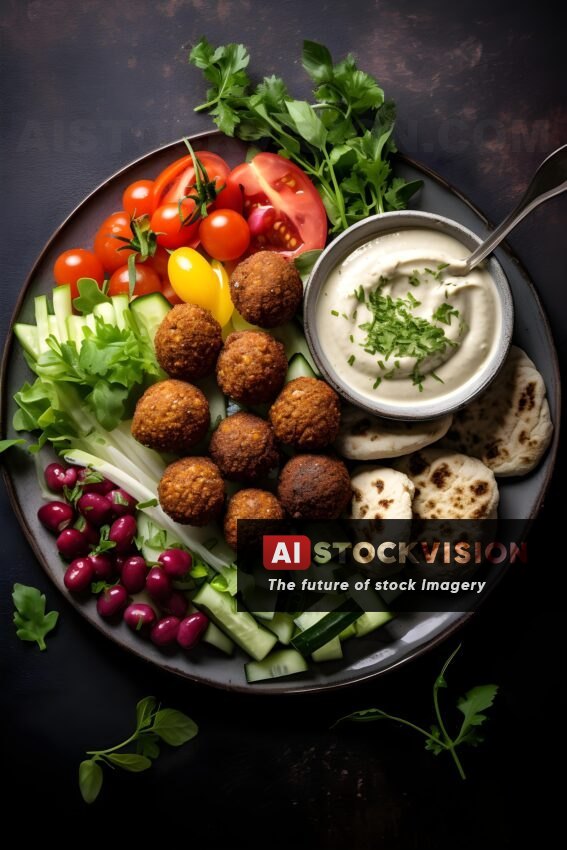 flavorful-fusion-feast-falafel-tahini-hummus-fresh-salads