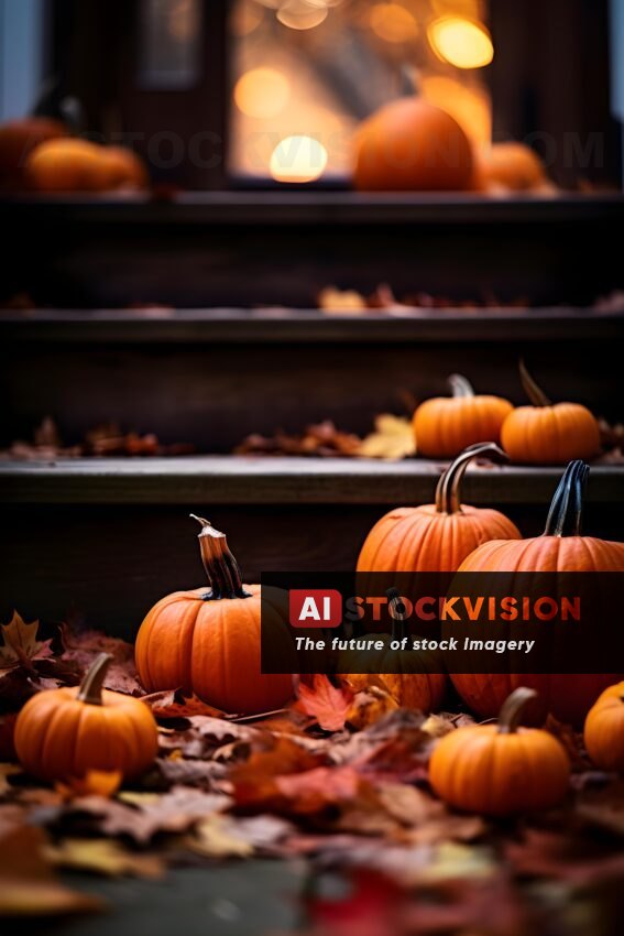 autumn-harvest-pumpkins-leaves-by-stairs
