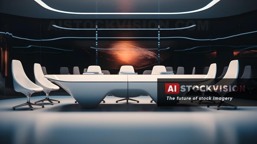 nighttime-futuristic-tech-hub-luxe-minimalist-conference-room-in-white-modern-office-design
